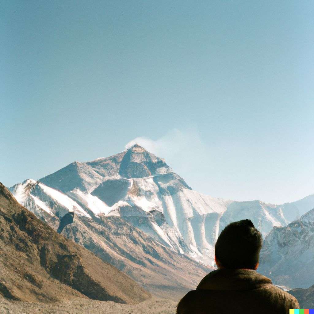 someone gazing at Mount Everest, photograph taken on Kodak Gold 200 film